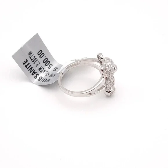2.00 Ctw Moissanite Teddy Bear Ring – 925 Silver Plated, GRA Certified - Picture 5 of 17